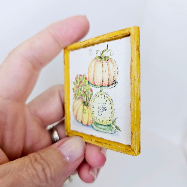 Miniature Pumpkins on a Scale No.1:1 Handmade for Dollhouse Wooden Framed Art