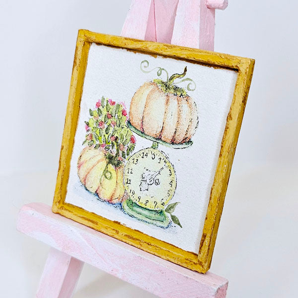 Miniature Pumpkins on a Scale No.1:1 Handmade for Dollhouse Wooden Framed Art