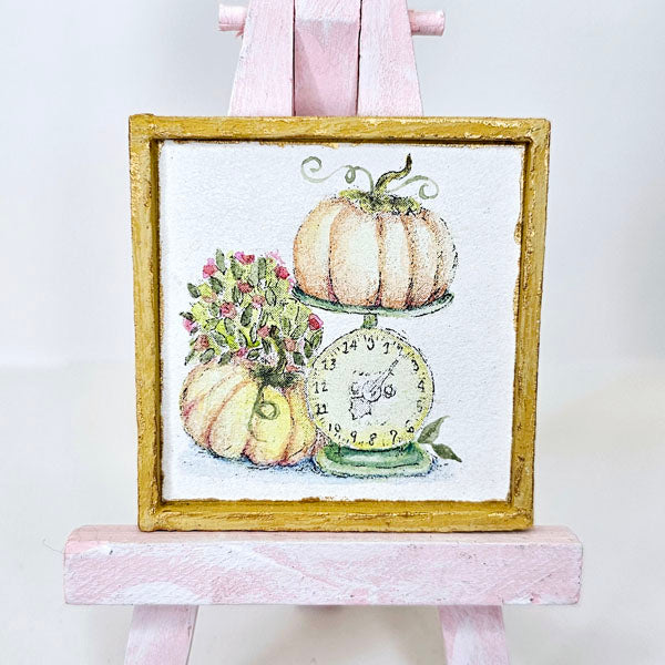 Miniature Pumpkins on a Scale No.1:1 Handmade for Dollhouse Wooden Framed Art