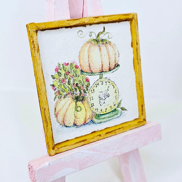 Miniature Pumpkins on a Scale No.1:1 Handmade for Dollhouse Wooden Framed Art