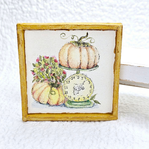 Miniature Pumpkins on a Scale No.1:1 Handmade for Dollhouse Wooden Framed Art