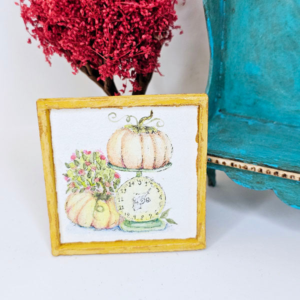 Miniature Pumpkins on a Scale No.1:1 Handmade for Dollhouse Wooden Framed Art