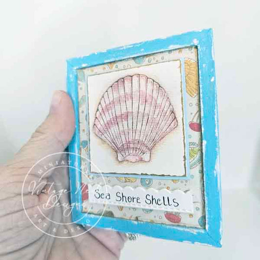 Seashell No.2:1 Dollhouse Miniature Handmade Wooden Framed Art