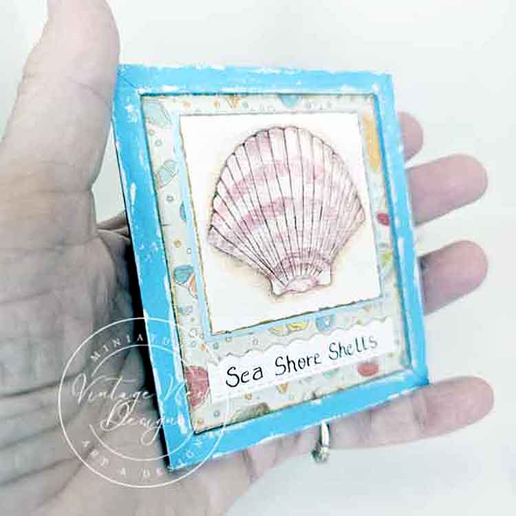 Seashell No.2:1 Dollhouse Miniature Handmade Wooden Framed Art