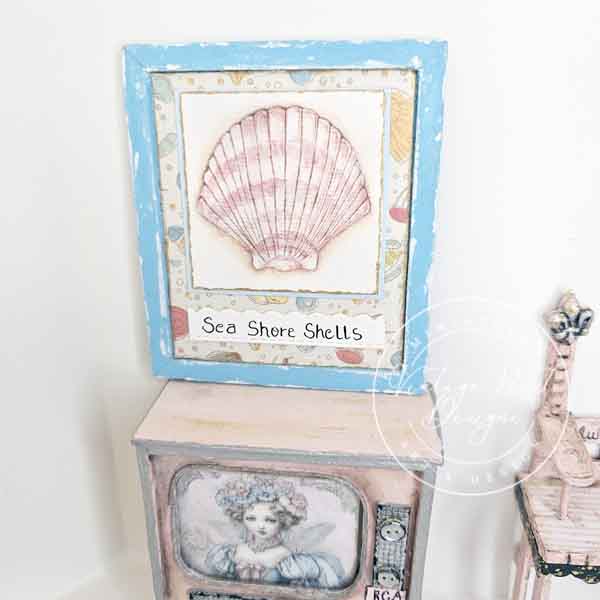 Seashell No.2:1 Dollhouse Miniature Handmade Wooden Framed Art