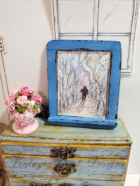 Miniature Shadow Man No.1 Handmade for Dollhouse Original Painting