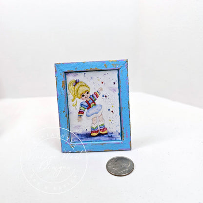 Miniature Rainbow Bright No.1-1 Blue Art, 1:12 Scale Dollhouse Shadow Box
