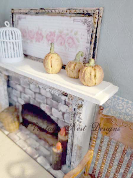Trois citrouilles d'Halloween sales n°2, miniature de maison de poupée faite à la main