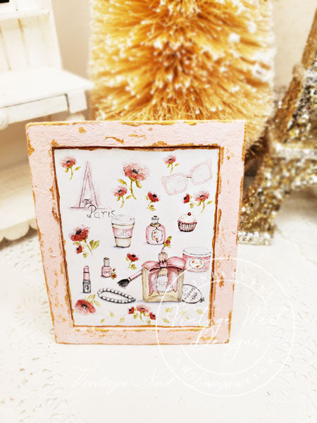 You're Beautiful No.1:1 Dollhouse Miniature Handmade Wooden Framed Art