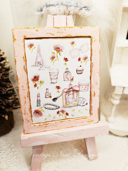 You're Beautiful No.1:1 Dollhouse Miniature Handmade Wooden Framed Art
