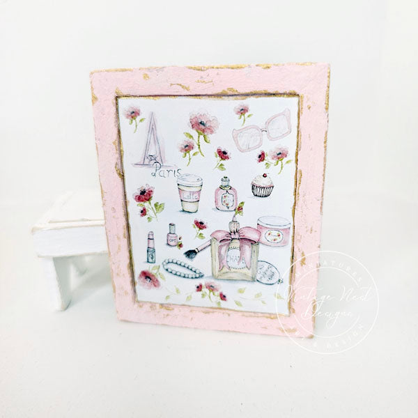 You're Beautiful No.1:1 Dollhouse Miniature Handmade Wooden Framed Art
