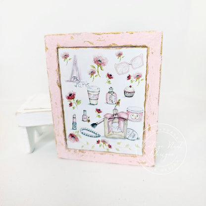 You're Beautiful No.1:1 Dollhouse Miniature Handmade Wooden Framed Art