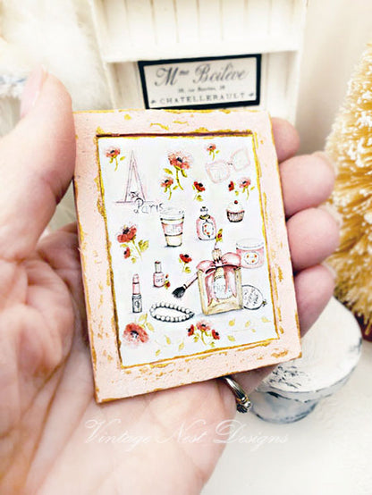 You're Beautiful No.1:1 Dollhouse Miniature Handmade Wooden Framed Art