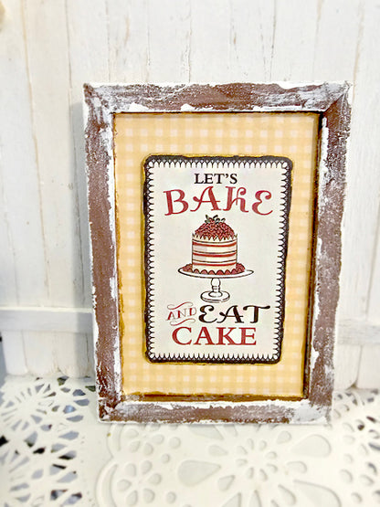 Miniature Bakery Sign No.22:2 Handmade Wooden Framed Art Diorama Room Shadow Box