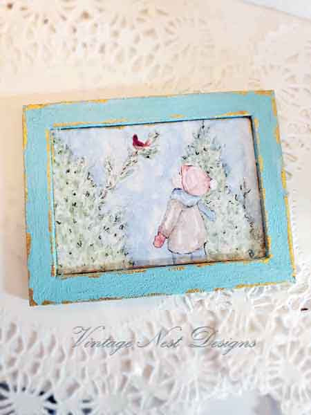 Miniature The Boy and the Cardinal No.1:2 Handmade for Dollhouse Diorama Shadow Box