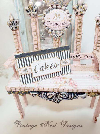 Miniature Cake Sign No.2:1 Handmade for Dollhouse