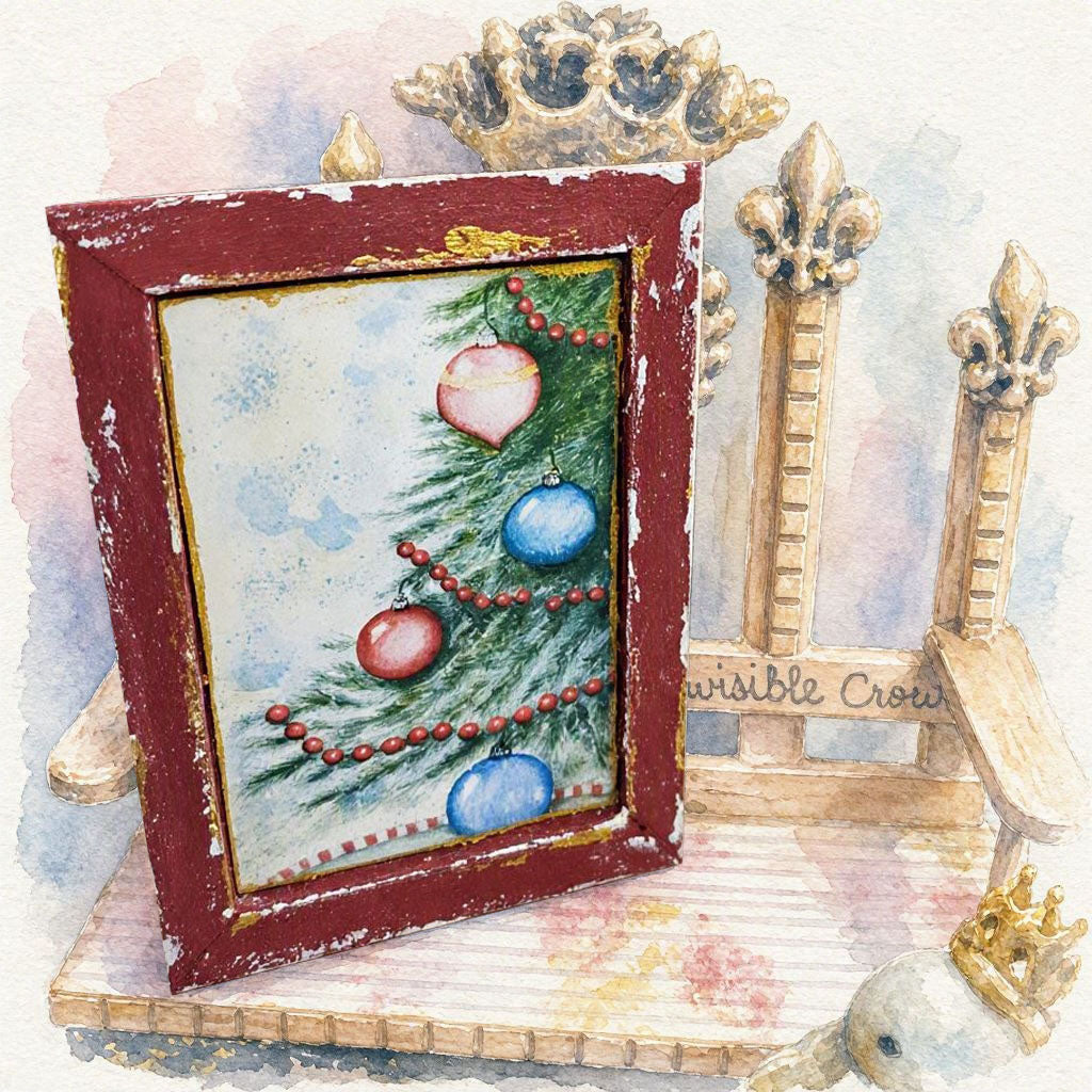 Miniature Christmas Scene No.2:2 Handmade for Dollhouse Wooden Framed Art