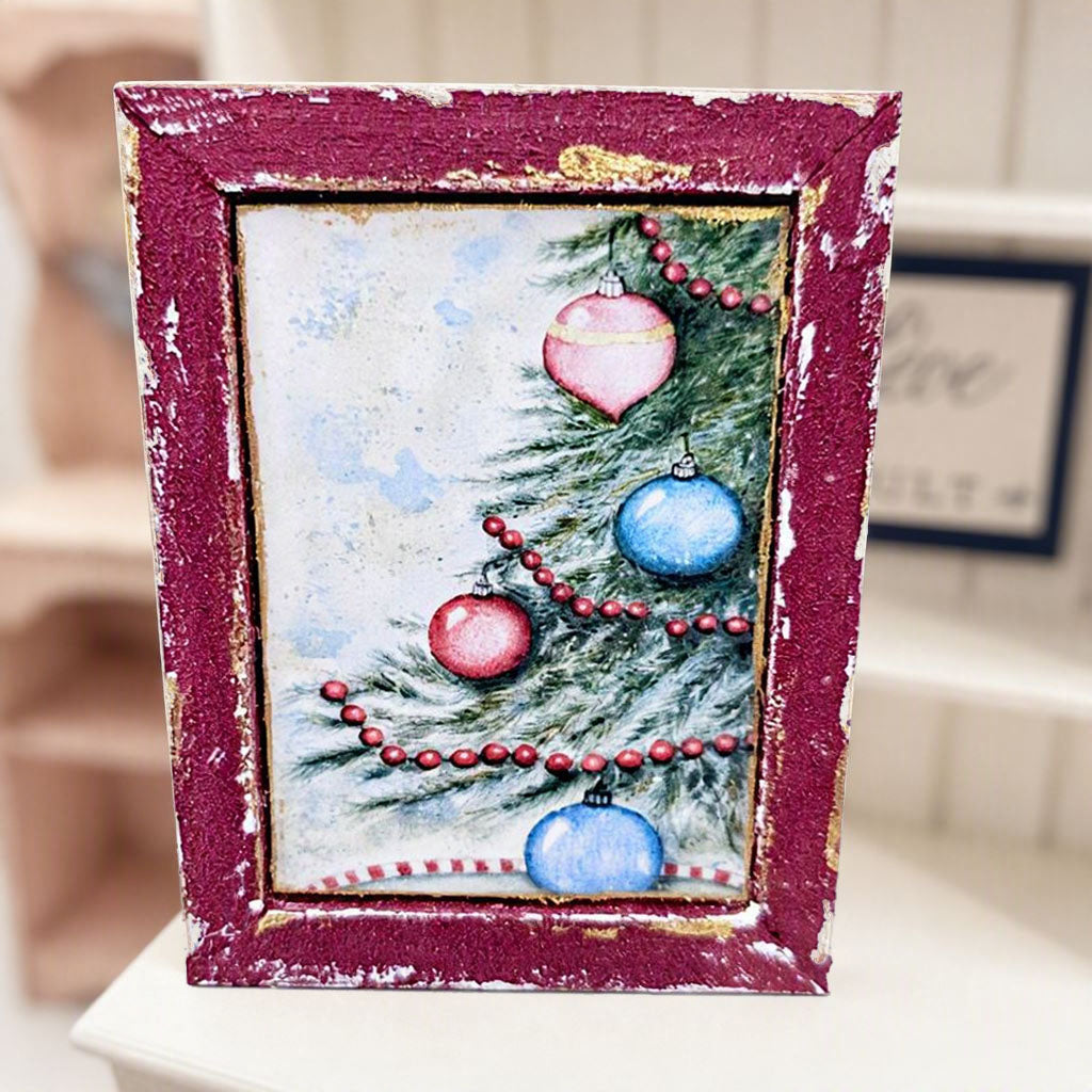Miniature Christmas Scene No.2:2 Handmade for Dollhouse Wooden Framed Art