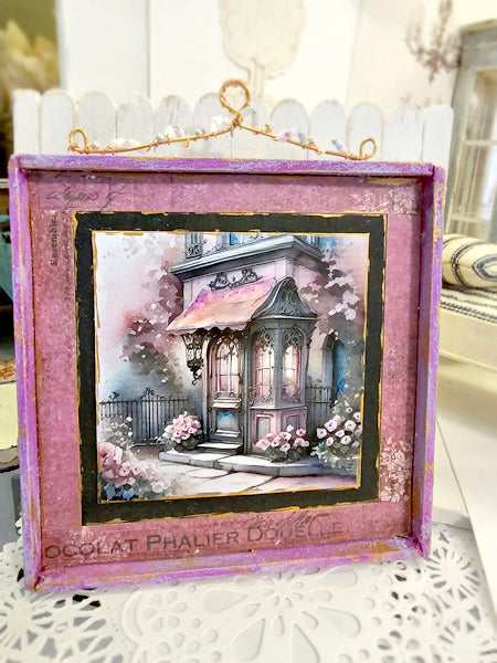 Miniature City Life 5:1:2 Handmade for Dollhouse Wooden Framed Art Diorama Shadow Box