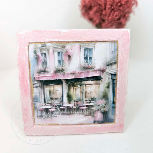 Miniature City Life 5:2:1 Pink Wood Frame Dollhouse Wall Decor Accessory 1:12 Scale