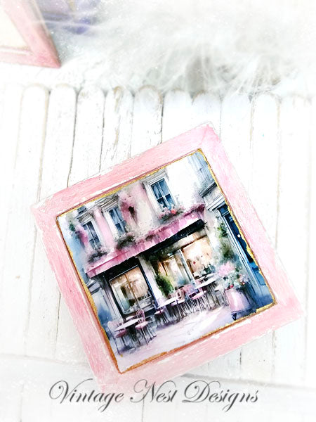 Miniature City Life 5:2:1 Pink Wood Frame Dollhouse Wall Decor Accessory 1:12 Scale
