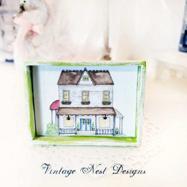 Dollhouse Miniature Country House No.1:2 Handmade Wooden Framed Art for Wall Decor