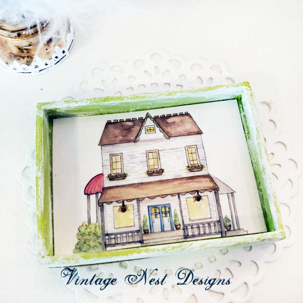 Dollhouse Miniature Country House No.1:2 Handmade Wooden Framed Art for Wall Decor