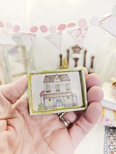 Dollhouse Miniature Country House No.1:2 Handmade Wooden Framed Art for Wall Decor
