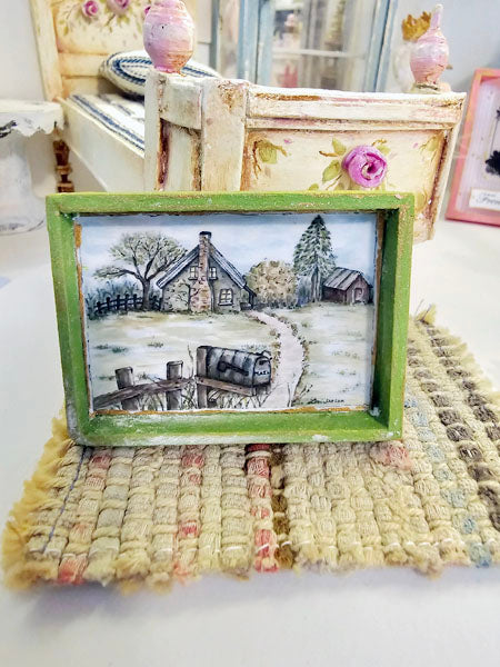 Miniature Country Life No.2-2 Handmade for Dollhouse Wooden Framed Art