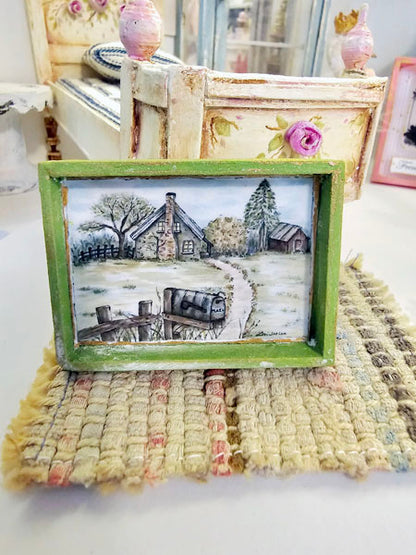 Miniature Country Life No.2-2 Handmade for Dollhouse Wooden Framed Art