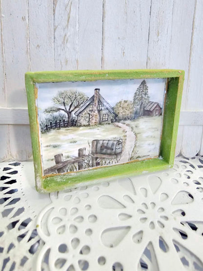 Miniature Country Life No.2-2 Handmade for Dollhouse Wooden Framed Art