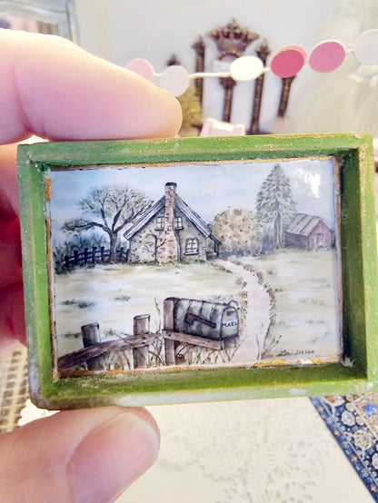 Miniature Country Life No.2-2 Handmade for Dollhouse Wooden Framed Art