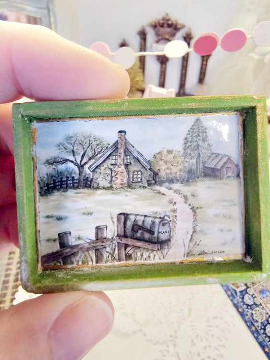 Miniature Country Life No.2-2 Handmade for Dollhouse Wooden Framed Art