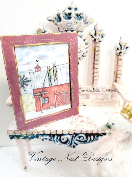Dollhouse Miniature Farm Life No.17:2 Handmade Wooden Framed Art