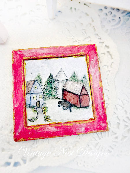 Miniature Farm Life No.3:2 Dollhouse Wooden Framed Art Diorama Room Shadow Box