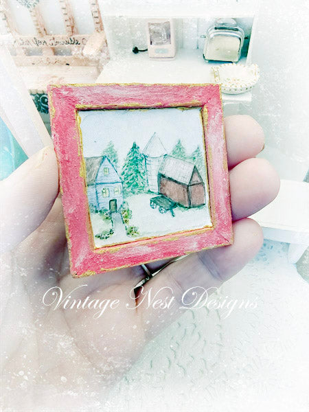 Miniature Farm Life No.3:2 Dollhouse Wooden Framed Art Diorama Room Shadow Box