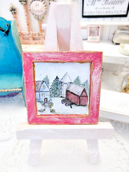 Miniature Farm Life No.3:2 Dollhouse Wooden Framed Art Diorama Room Shadow Box