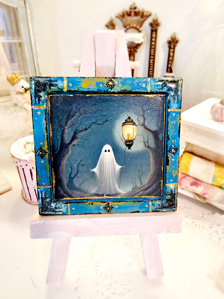 Miniature Ghost Lantern No.1:1 Handmade for Dollhouse Dollhouse Wooden Framed Art