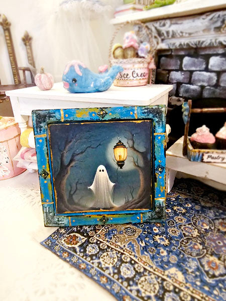 Miniature Ghost Lantern No.1:1 Handmade for Dollhouse Dollhouse Wooden Framed Art