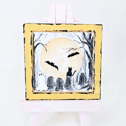 Miniature Halloween Ghosts No.2:2 Dollhouse Wall Art Decor Shadow Box