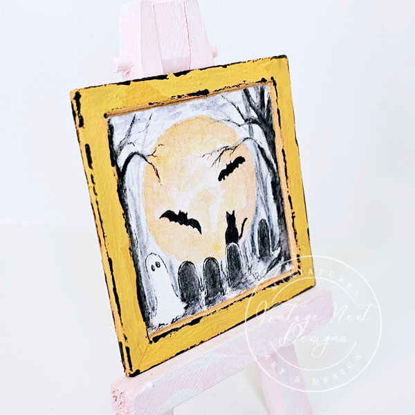 Miniature Halloween Ghosts No.2:2 Dollhouse Wall Art Decor Shadow Box