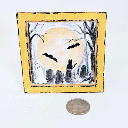 Miniature Halloween Ghosts No.2:2 Dollhouse Wall Art Decor Shadow Box