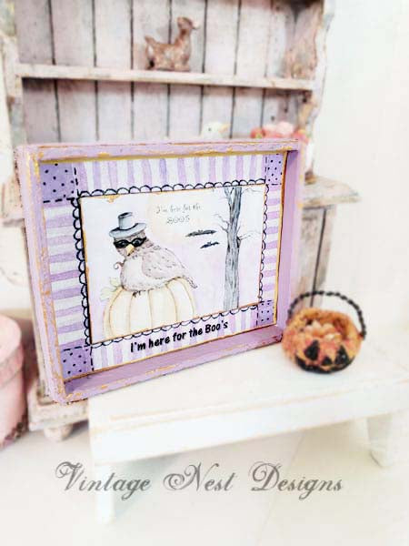 Miniature Here for the Boos No.1:2 Dollhouse Handmade Wooden Framed Art