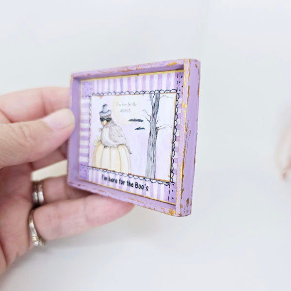 Miniature Here for the Boos No.1:2 Dollhouse Handmade Wooden Framed Art