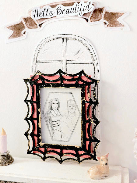 Miniature Herman & Lilly Munster No.1:2 Art Dollhouse Wall Decor Shadow Box Diorama