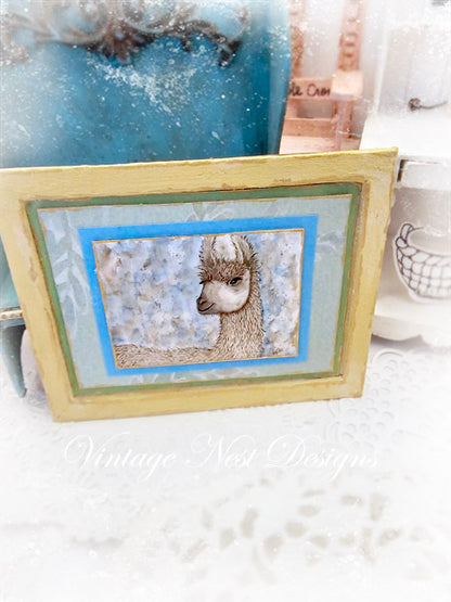 Miniature Llama No.1-2 Art Dollhouse Wall Decor 1:12 Scale