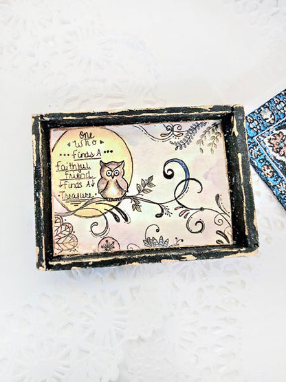 Dollhouse Miniature One Who? Owls No.2-2 Art 1:12 Scale Shadow Box