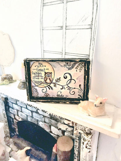 Dollhouse Miniature One Who? Owls No.2-2 Art 1:12 Scale Shadow Box
