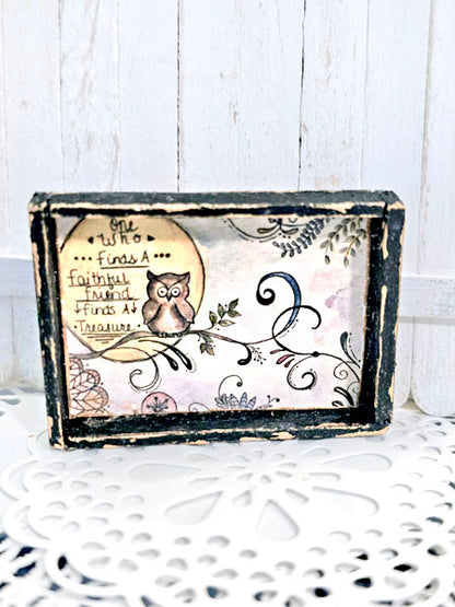 Dollhouse Miniature One Who? Owls No.2-2 Art 1:12 Scale Shadow Box