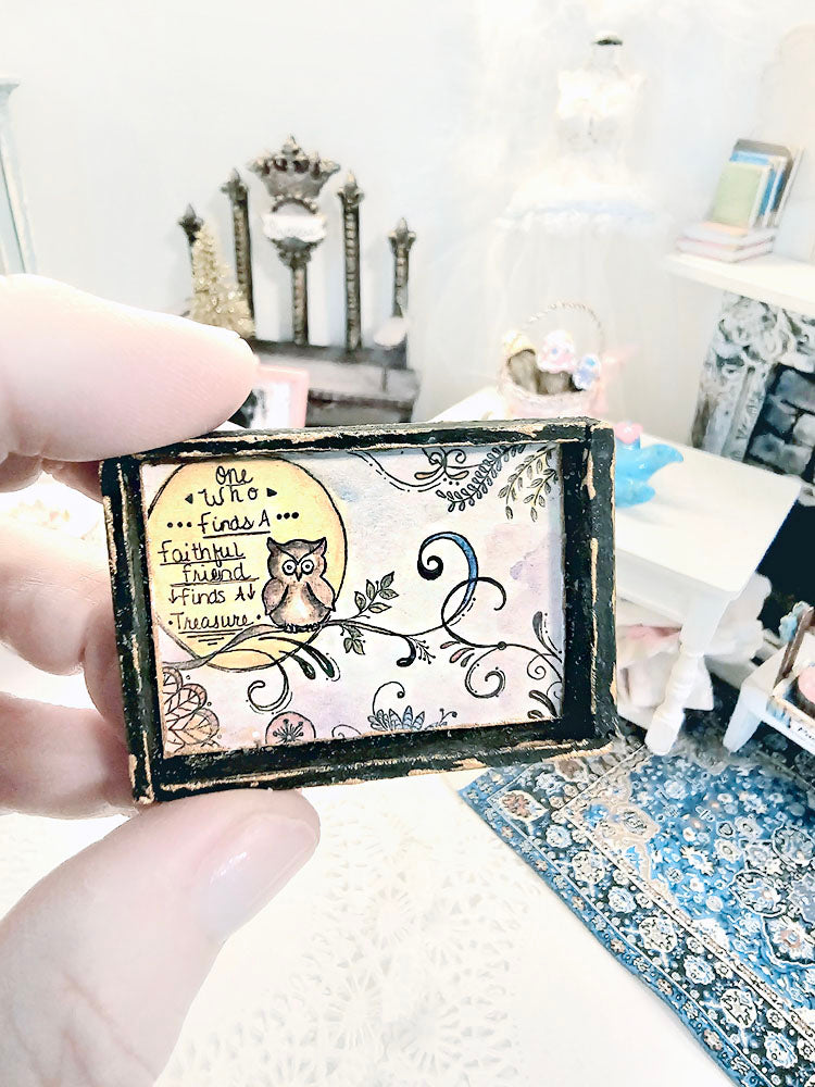 Dollhouse Miniature One Who? Owls No.2-2 Art 1:12 Scale Shadow Box